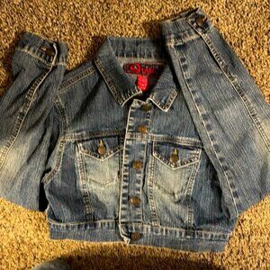 Star Jeans Long Sleeve Button Up, Denim Cropped Jacket, Size Medium, Juniors.